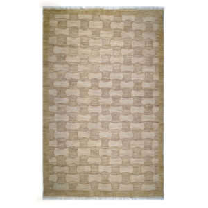 One Of A Kind Modern Tan White Wool Rug 7514