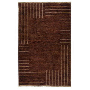 Sartori Modern Brown Stripes Wool Rug 7531