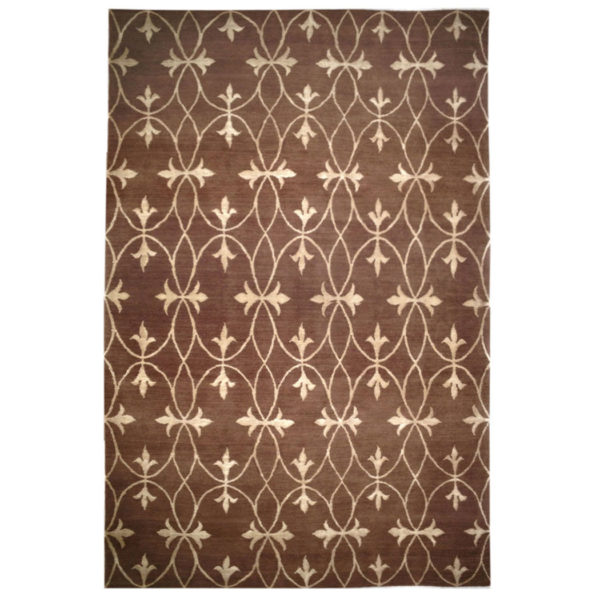 Caravan Modern Brown White Wool Silk Rug 8456