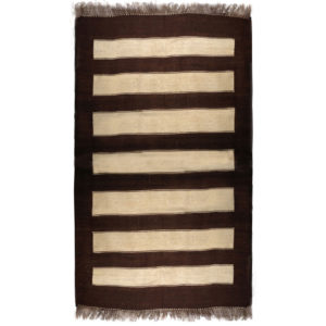 One Of A Kind Modern Brown Ivory Wool Rug 9466